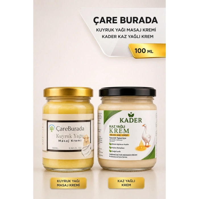 ÇareBurada Kuyruk Yağlı Krem 100 ml + Kader Kaz Yağlı Krem 210 ml
