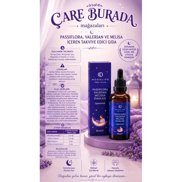 Huzurlu Uyku & Rahatlama Seti (Huzur Otlu Çay 45li & Passiflora, Valerian, Melissa Damla 50 Ml)