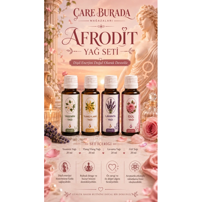 Afrodit Dişil Enerji Yağ Seti (Ylang Ylang & Gül & Lavanta & Yasemin)