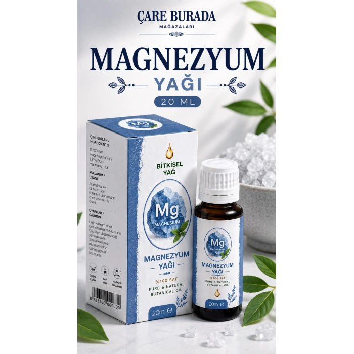 Magzome Kapsül 30 Kapsül (Magnezyum, B6, D3) + Magnezyum Yağı 20 Ml (Haricen)