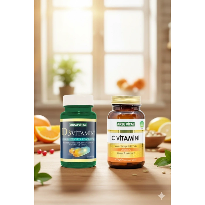 Aksu Vital Vitamin D3 60 Softjel + Vitamin C 60 Tablet 1250 Mg