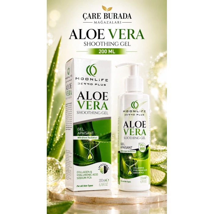 Moonlife - Aloe Vera Jel 200 Ml (Kolajen & Hyaluronic Acid & Sodium PCA)