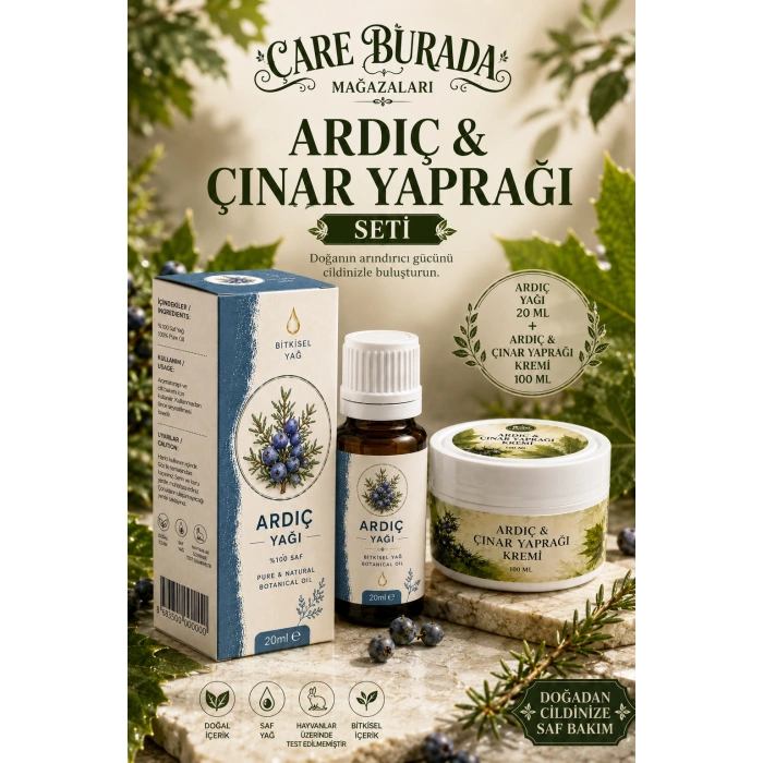 Ardıç ve Çınar Yapraklı Masaj Kremi 100 Ml & Ardıç Yağı 20 Ml
