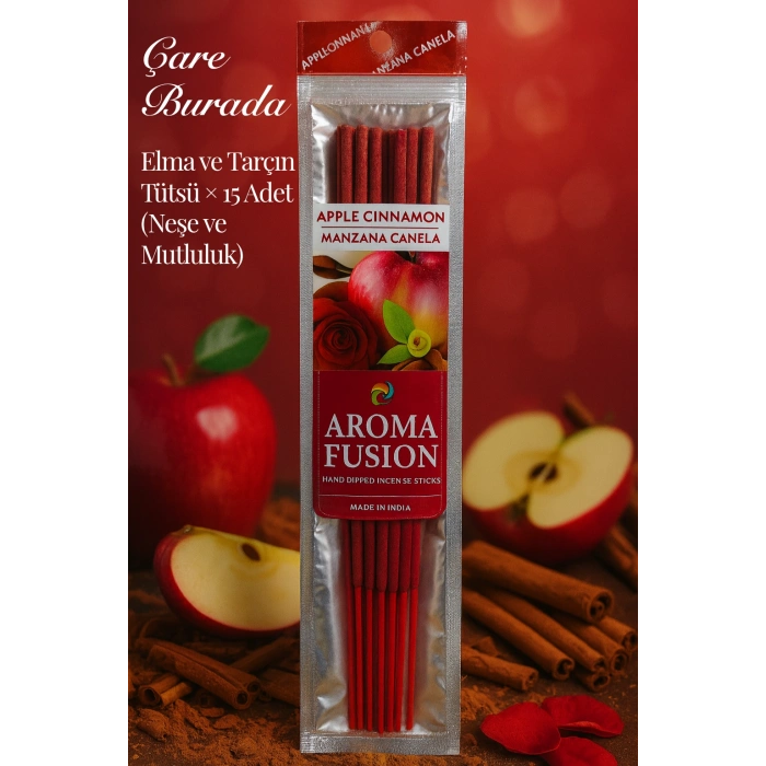 Aroma Fusion Elma & Tarçın Tütsü - Premium Tütsü × 15 Adet (Neşe ve Mutluluk)