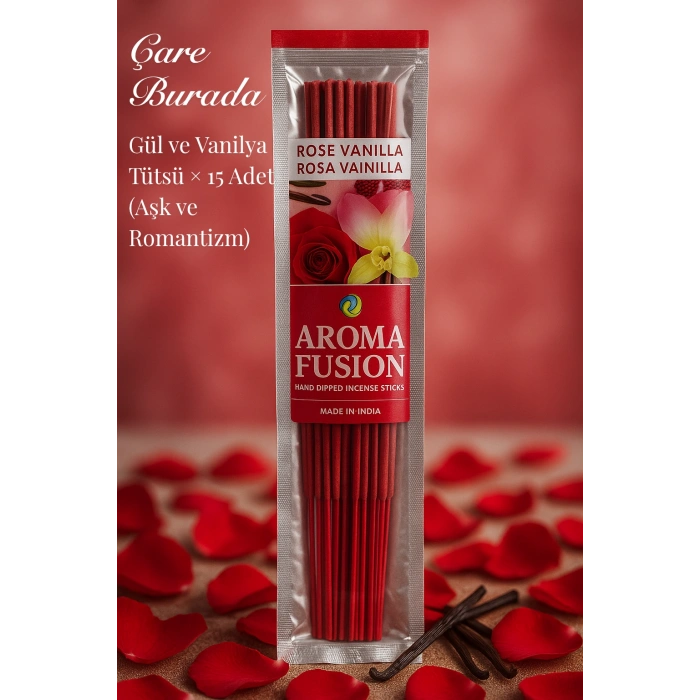 Aroma Fusion Gül & Vanilya Tütsü - Premium Tütsü × 15 Adet (Aşk ve Romantizm)