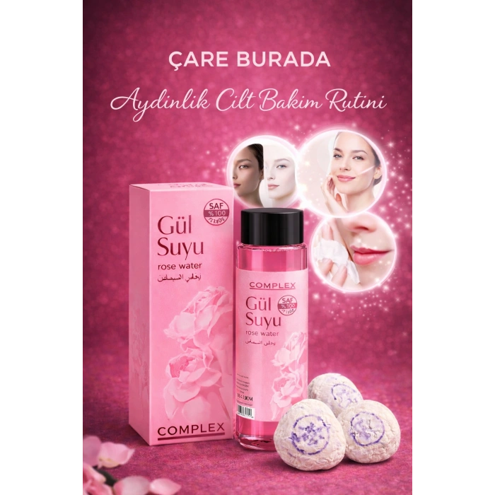 Aydınlık Cilt Bakım Seti (3 Adet Ruşur Taşı + İçilebilir Gül Suyu 400 Ml)