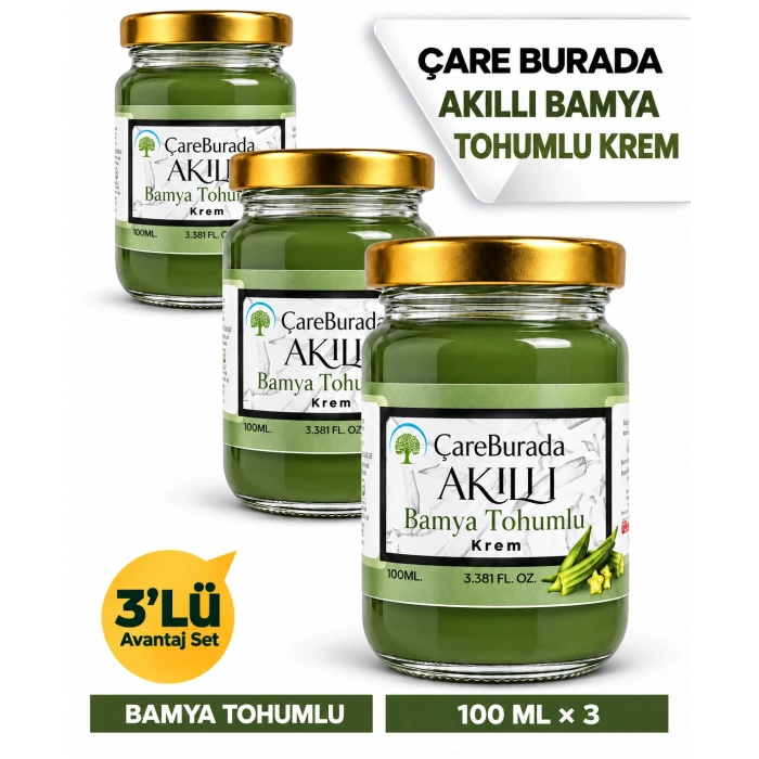 Çare Burada Akıllı Bamya Tohumlu Krem 100 ML x 3lü Avantaj Seti