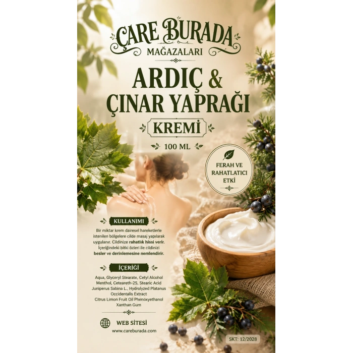 Çare Burada - Ardıç ve Çınar Yaprağı Masaj Kremi 100 Ml