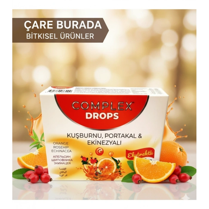 Çare Burada Complex Drops Pastil- Kuşburnu,portakal,ekinezya
