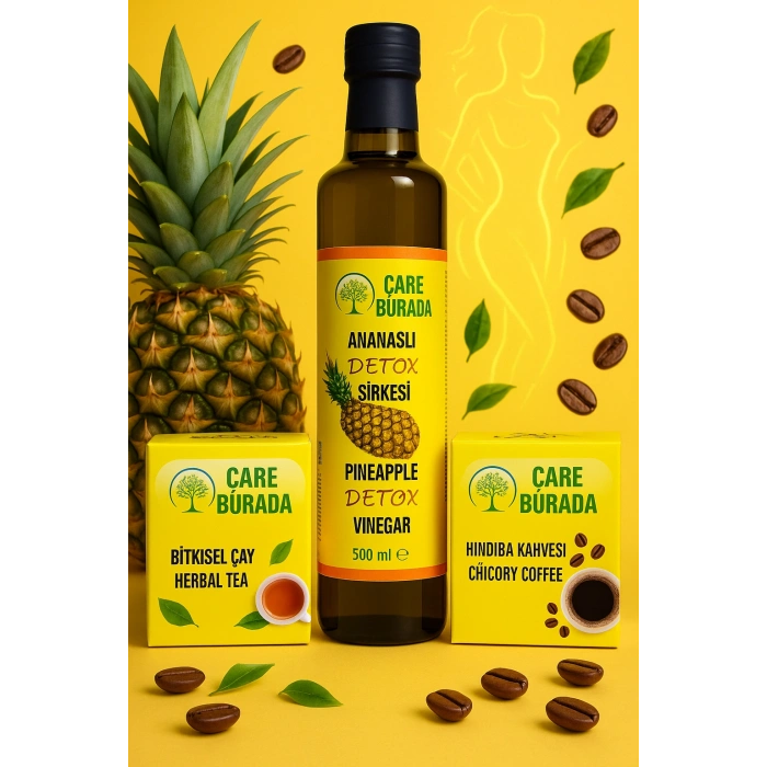 Çare Burada - DETOKS SETİ (Detoks Hindiba Kahvesi + Detoks Bitkisel Çay+ Ananaslı Detoks Sirkesi)