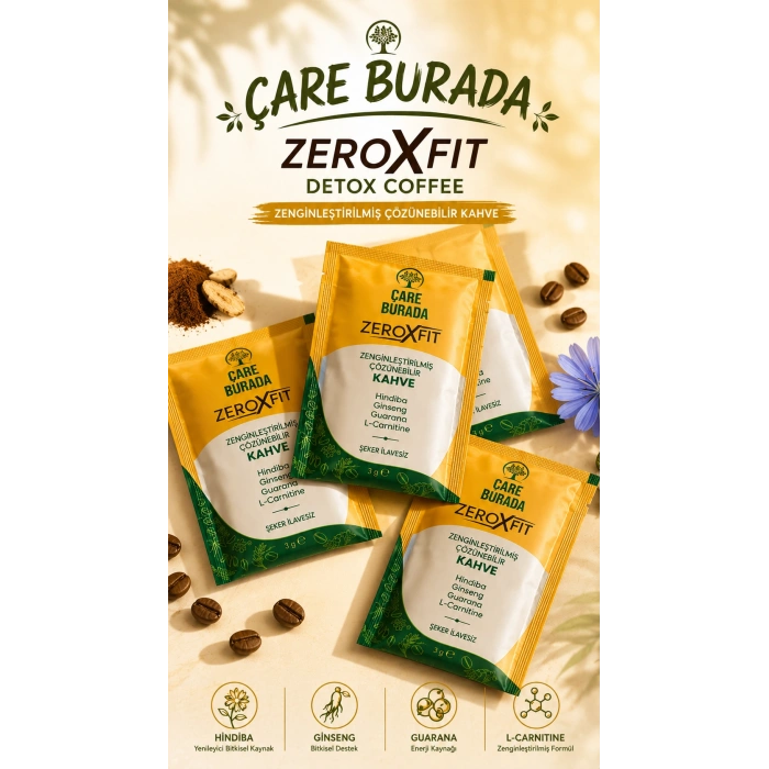 Çare Burada - Zeroxfit Detoks Kahvesi 30 Adet (Guarana & Hindiba & Ginseng & L-Carnitine)