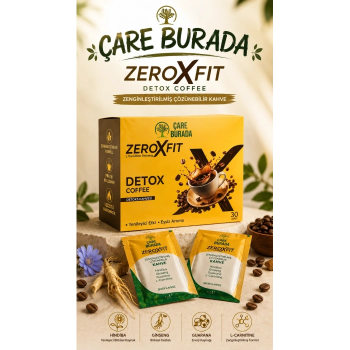 Çare Burada - Zeroxfit Detoks Kahvesi 30 Adet (Guarana & Hindiba & Ginseng & L-Carnitine)