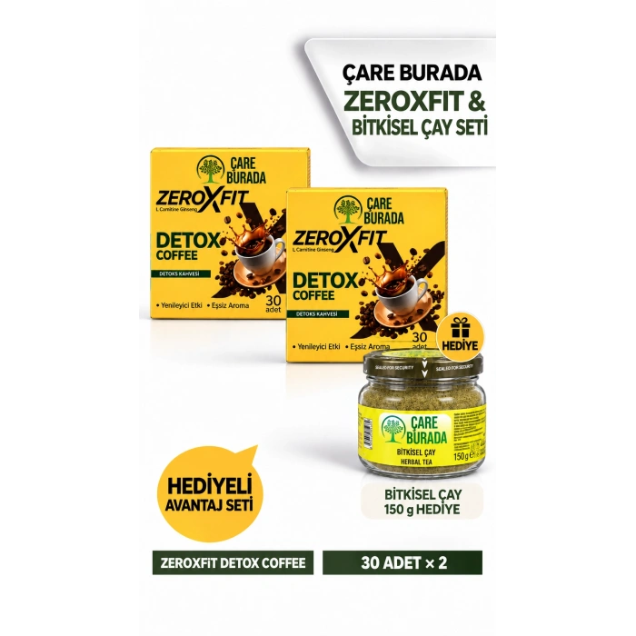 Çare Burada Zeroxfit Detox Coffee 60 Adet (2 Kutu) + 150 Gr Bitkisel Çay Hediyeli Avantaj Seti