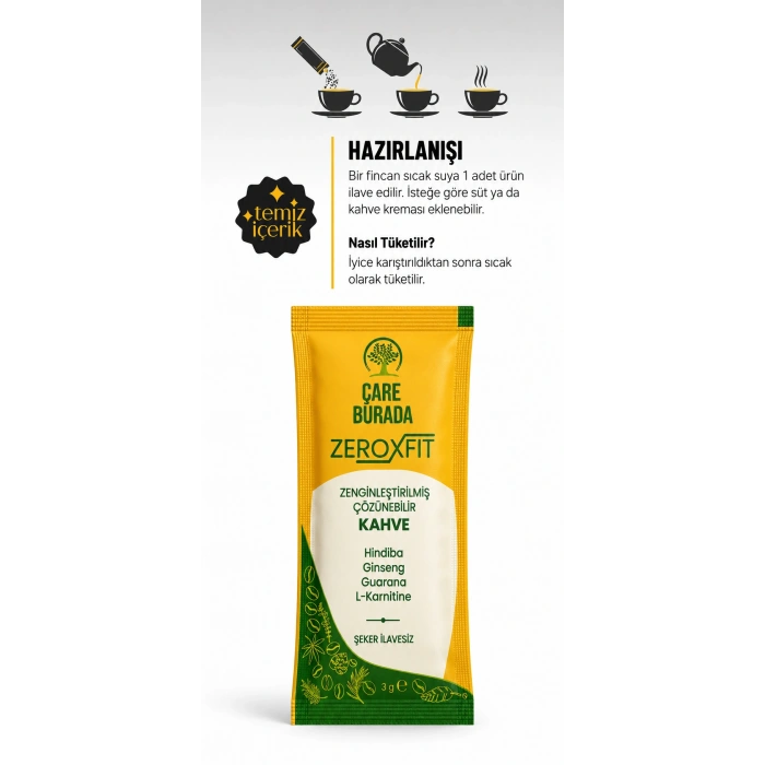 Çare Burada Zeroxfit Detox Coffee 60 Adet (2 Kutu) + 150 Gr Bitkisel Çay Hediyeli Avantaj Seti