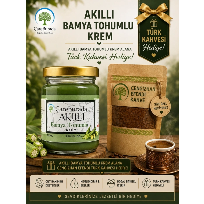 ÇareBurada Akıllı Bamya Tohumlu Krem 100 ml + Türk Kahvesi Hediye