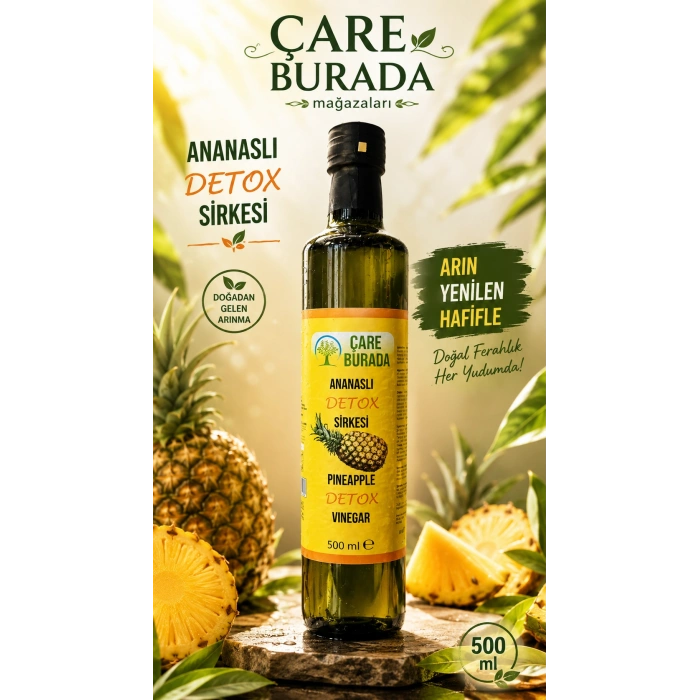 ÇareBurada - Ananslı Detoks Sirke 500 Ml (Sandaloz Sakızı & Avokado Yaprağı & Yeşil Elma Kabuğu)