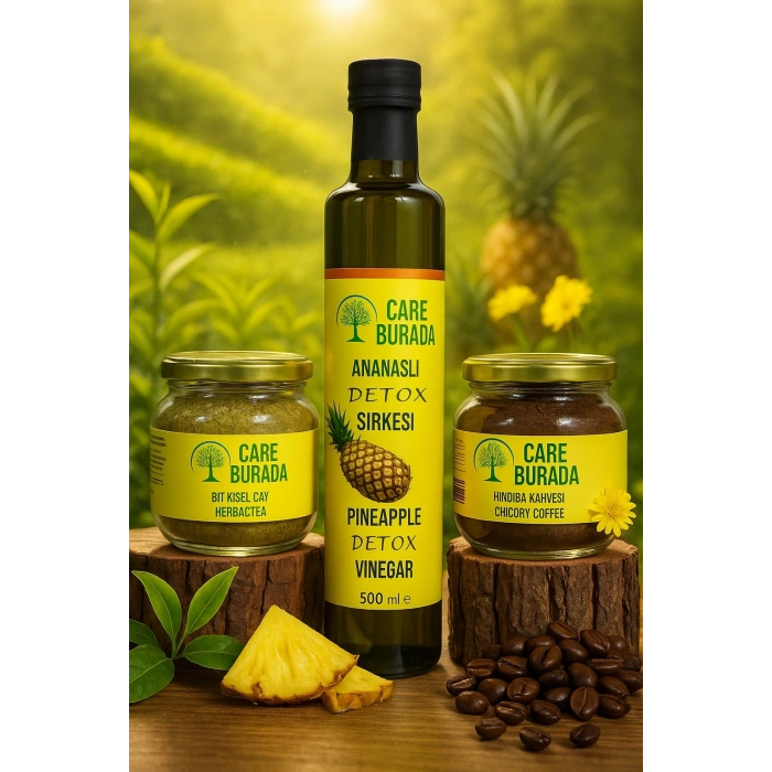ÇareBurada Detox Seti ( Ananas Sirkesi, Hindiba Kahvesi, Bitkisel Çay )