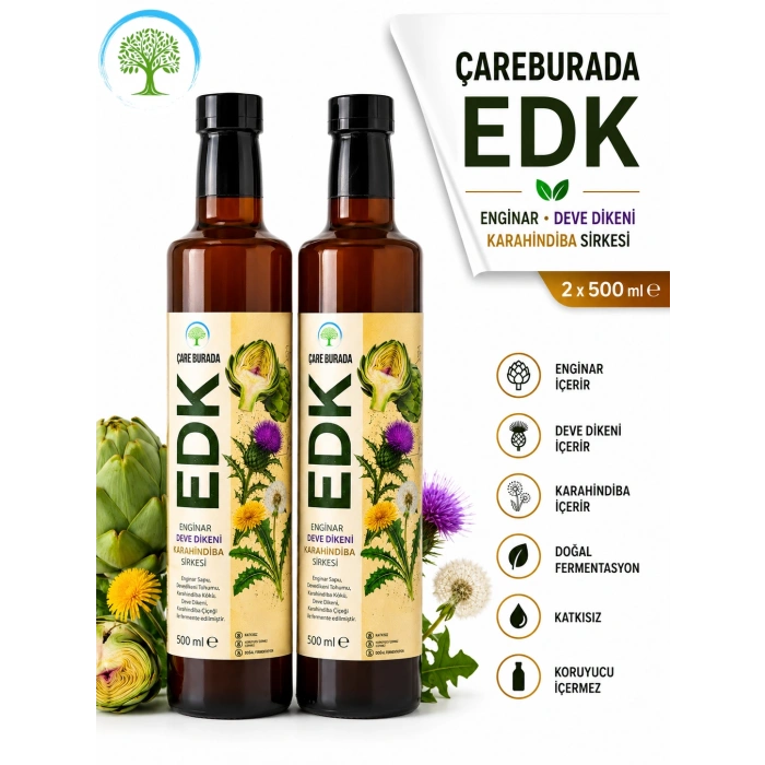 ÇareBurada EDK Sirke 500 ml 2 ADET | Enginar, Devedikeni, Karahindiba