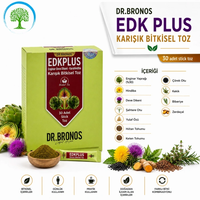 ÇareBurada EDK Sirke 500 ml & Dr. Bronos EDK Bitkisel Toz 30 Stick | Enginar, Devedikeni, Karahindiba