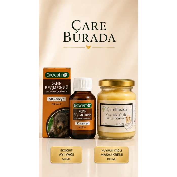 ÇareBurada Ekocbit Ayı Yağı 50 ml & ÇareBurada Kuyruk Yağlı Masaj Kremi 100 ml