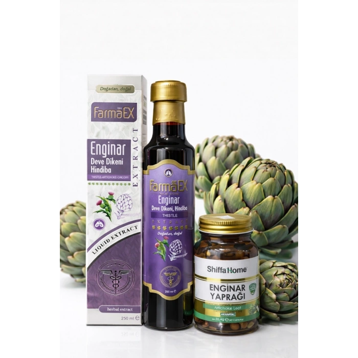 ÇareBurada Enginar, Devedikeni, Hindiba Extract 250 ml. - Enginar Yaprağı 60 Kapsül Set