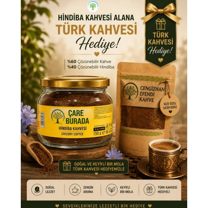 ÇareBurada Hindiba Kahvesi 150 g - Yumuşak İçim & Dengeli Aroma + TÜRK KAHVESİ HEDİYE