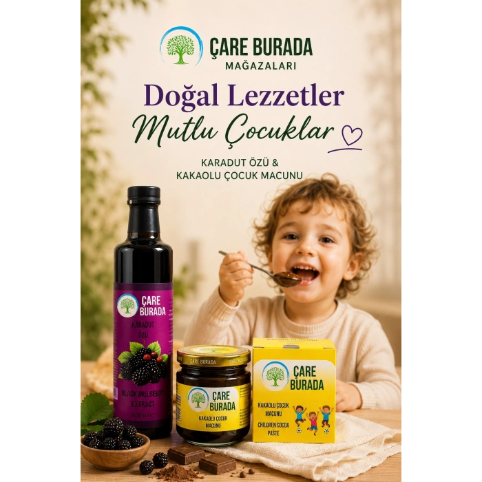 ÇareBurada Karadut Özü 500 ml & Kakaolu Çocuk Macunu 240 gr | Çocuklara Özel Avantajlı Set
