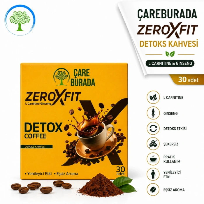 ÇareBurada ZeroxFit Detoks Kahvesi 30 Saşe 3 gr | L-Carnitine, Ginseng, Guarana ve Hindiba İçerikli Çözünebilir Kahve