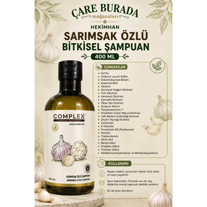 Complex Sarımsak Özlü Bitkisel Şampuan 400 Ml