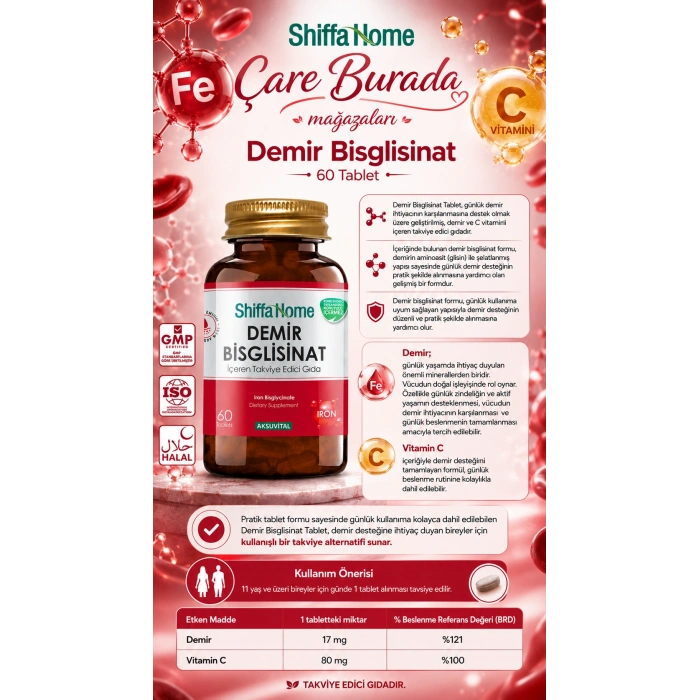 Demir Bisglisinat 60 Tablet (C Vitamini)
