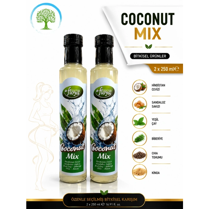 Dr.Floya Coconut Mix 2 Adet 250 ml | Hindistan Cevizi, Yeşil Çay, Kinoa İçerikli