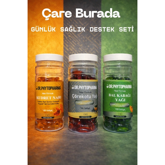 Dr. Phytopharma - Günlük Sağlık Destek Seti (Kudret Narı & Çörekotu & Bal Kabağı Softjel)