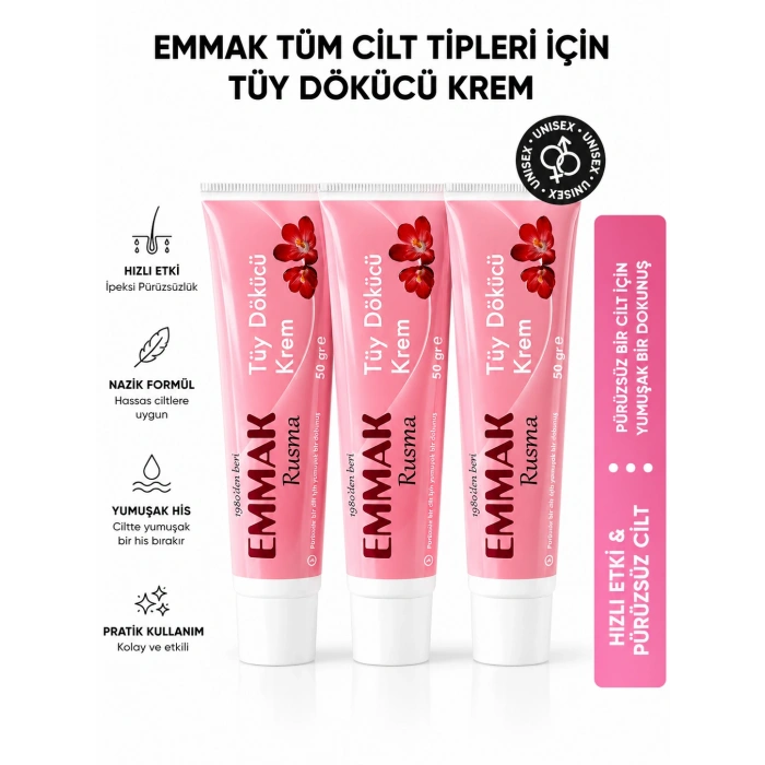 Emmak Rusma - Tüy Dökücü Krem 50 gr 3 Adet
