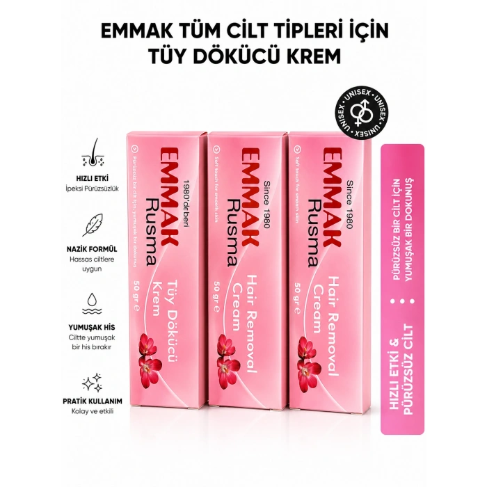 Emmak Rusma - Tüy Dökücü Krem 50 gr 3 Adet