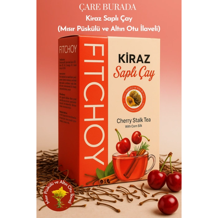 Fitchoy - Kiraz Saplı Çay 90 Gr × 45 Adet (Altın Otu & Mısır Püskülü İlaveli)