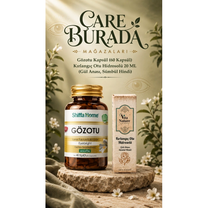Göz Bakım Seti (Gözotu Kapsülü 60 Kapsül & Kırlangıç Otu Hidrosolü 20 Ml)