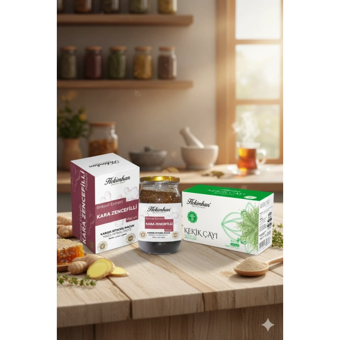 Hekimhan Bitkisel Kara Zencefilli Macun + Kekik Çayı