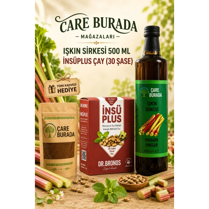 İNSÜ Direnci Seti {İnsüplus Çay (30 Şase) & Işgın Sirkesi 500 Ml} (Türk Kahvesi Hediye)