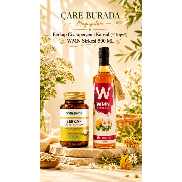 Kadınlara Özel Döngü Seti (Berkap Civanperçemi Kapsül (60 Kapsül) & WMN Sirke 500 Ml)
