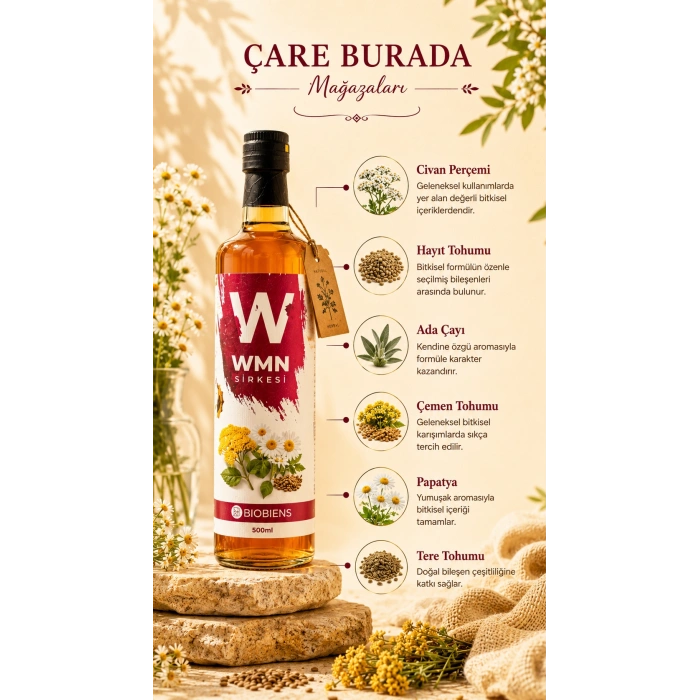 Kadınlara Özel Döngü Seti (Berkap Civanperçemi Kapsül (60 Kapsül) & WMN Sirke 500 Ml)