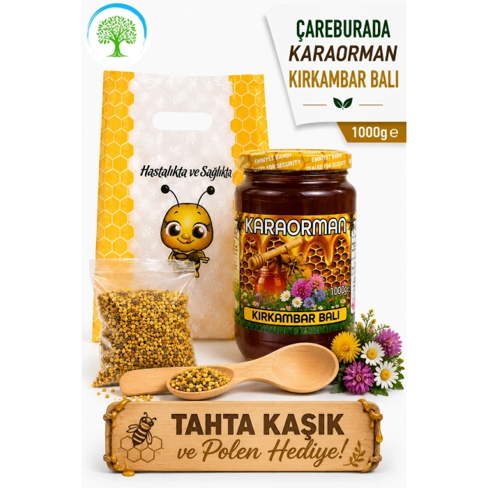Karaorman Kırkambar Balı 1000g | Tahta Kaşık ve Polen Hediye
