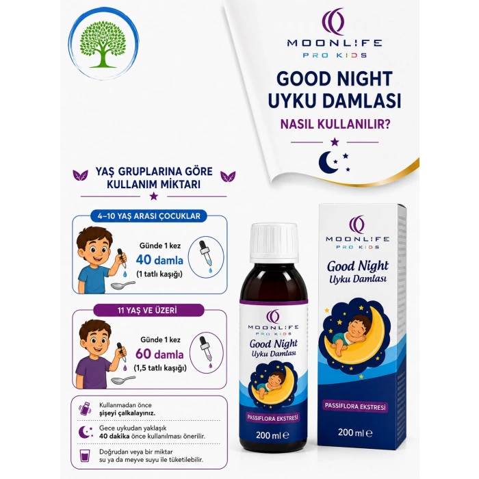 MooLife Pro Kids Good Night 50 ml & MoonLife L-Arginine Çilek Aromalı İştah Şurubu 150 ml & Moonlife Pro Kids Vitamin Mix