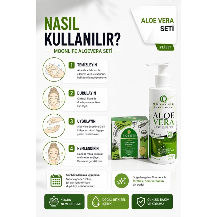 MoonLife AloeVera Jel 200 ml & Biobiens AloeVera Sabunu