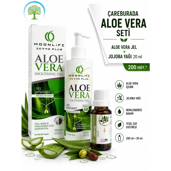 MoonLife AloeVera Jel 200 ml & Softem Jojoba Yağı 20 ml