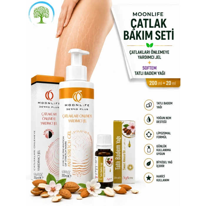 Moonlife Çatlak Önlemeye Yardımcı Jel 200 ml & Softem Tatlı Badem Yağı 20 ml