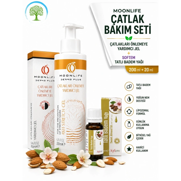 Moonlife Çatlak Önlemeye Yardımcı Jel 200 ml & Softem Tatlı Badem Yağı 20 ml