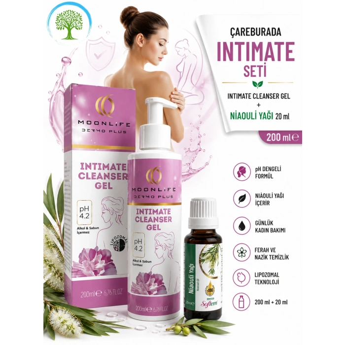 Moonlife - İntim Temizlik Jeli 200 Ml (pH 4.2) & Softem Niaouli Yağı 20 ml