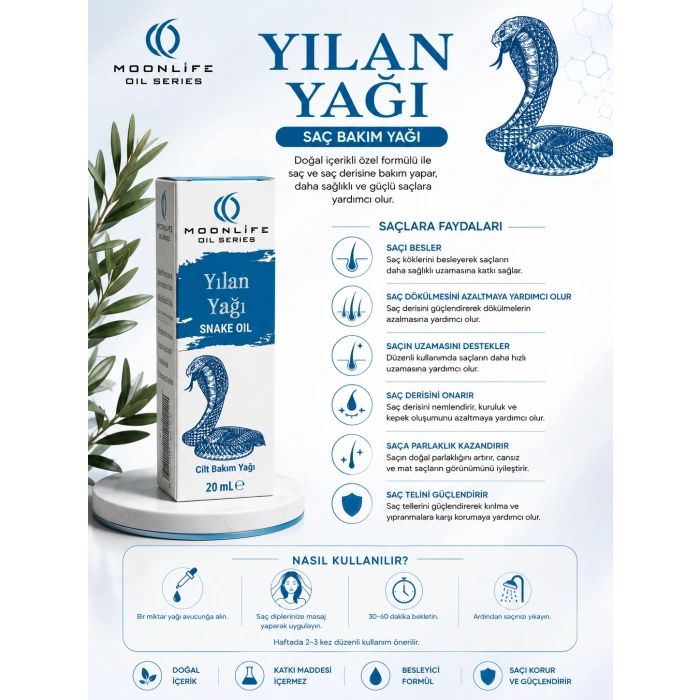 Moonlife Saç Bakımına Özel 3lü Set | Lavanta yağı 20 ml, Biberiye yağı 20 ml, Yılan Yağı 20 ml