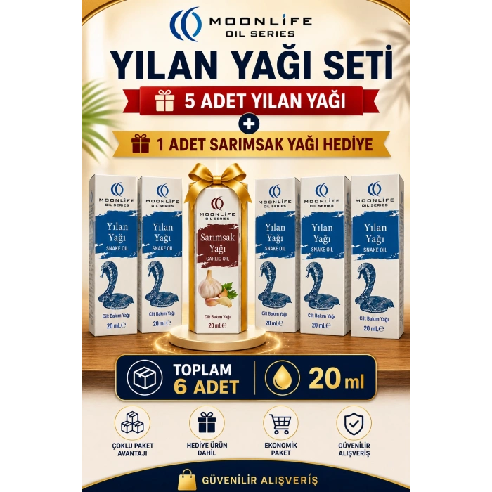 MOONLIFE Yılan Yağı 20 ml 5 Adet + Sarımsak Yağı Hediye