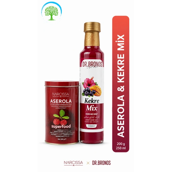 Narcıssa Aserola Ekstreli Karışık Bitki Tozu 200 g + Dr. Bronos Kekre Mix 250 ml İkili Set